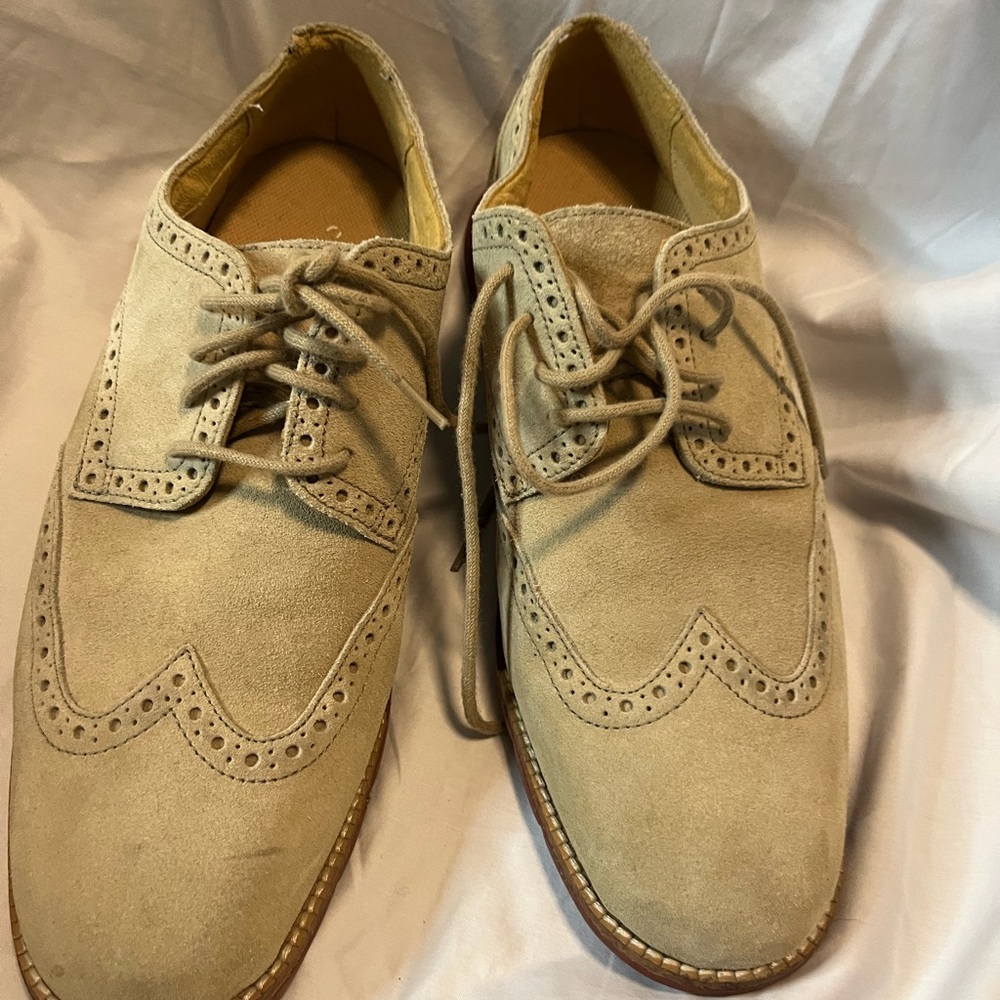 Men's Tan Suede Brogue Shoes